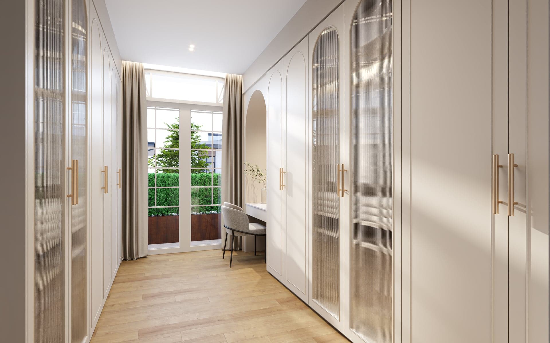 Carpentry and storage work with built-in wardrobe run